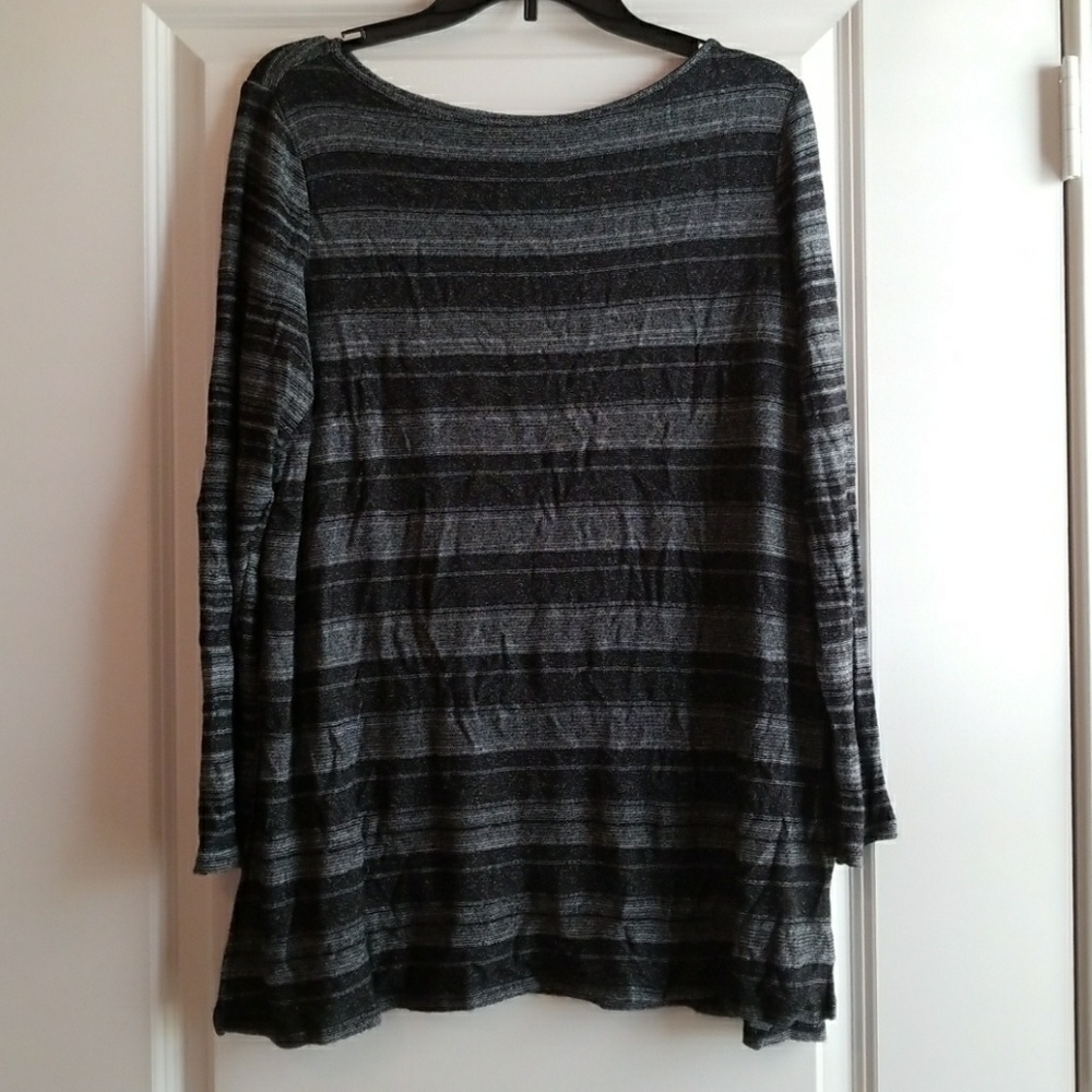 J. Jill black and grey striped sweater